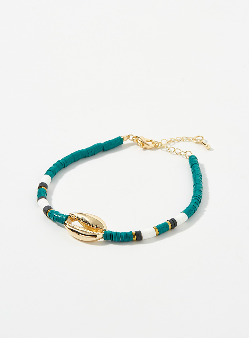 Simons Patterned Green Heishi emerald bracelet for women