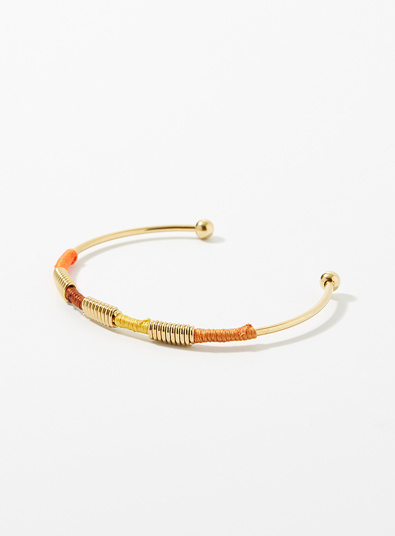 Simons Golden Yellow Colourful band cuff bracelet for women