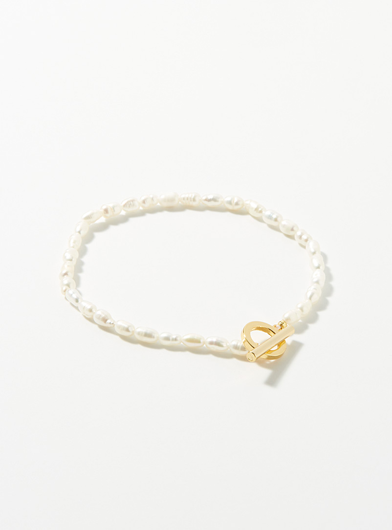 Simons: Le bracelet perles d'eau douce Blanc pour femme