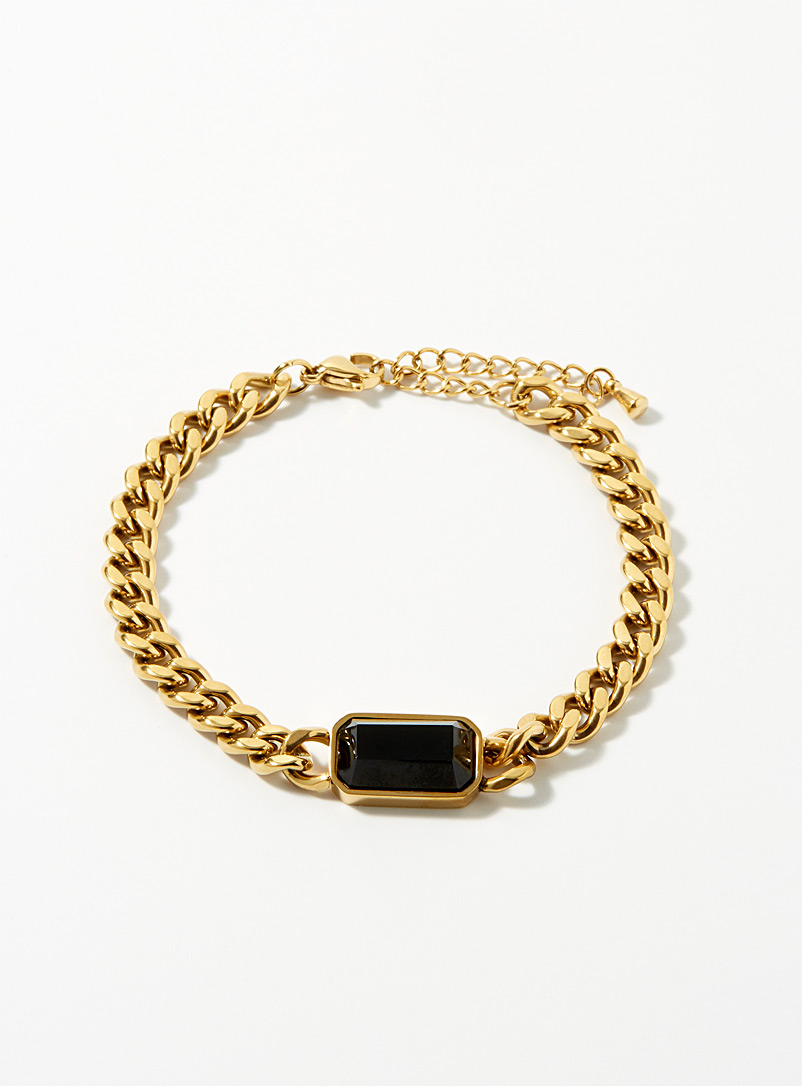 Simons Assorted Faceted stone golden bracelet for women