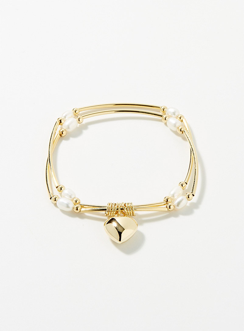 Simons Assorted Shimmery heart two-row bracelet for women