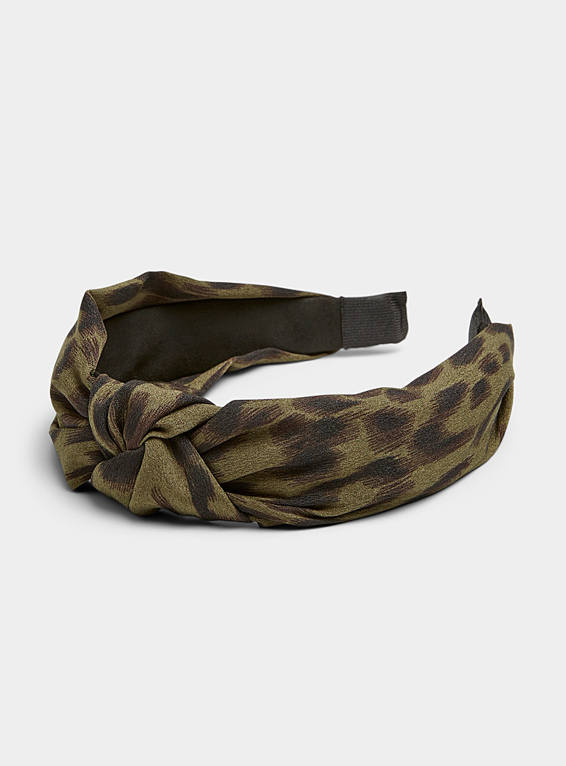 Simons Patterned Green Colourful leopard headband for women