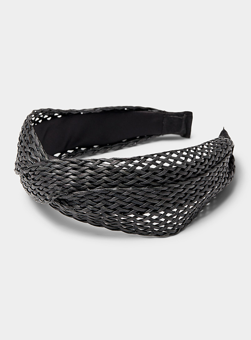 Simons Black Braided neutral headband for women