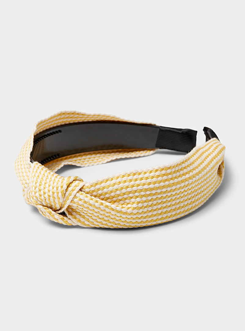 Simons Patterned Yellow Woven stripe headband for women
