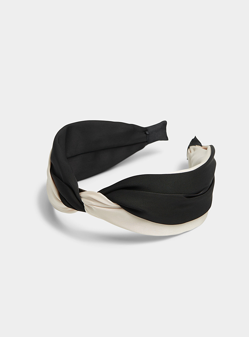 Simons Black and White Two-tone interlaced headband for women