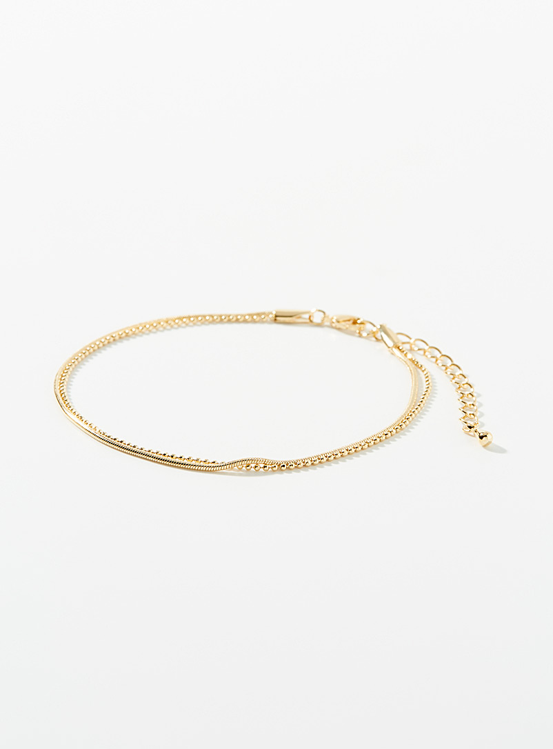 Simons Assorted Golden double-row ankle chain for women