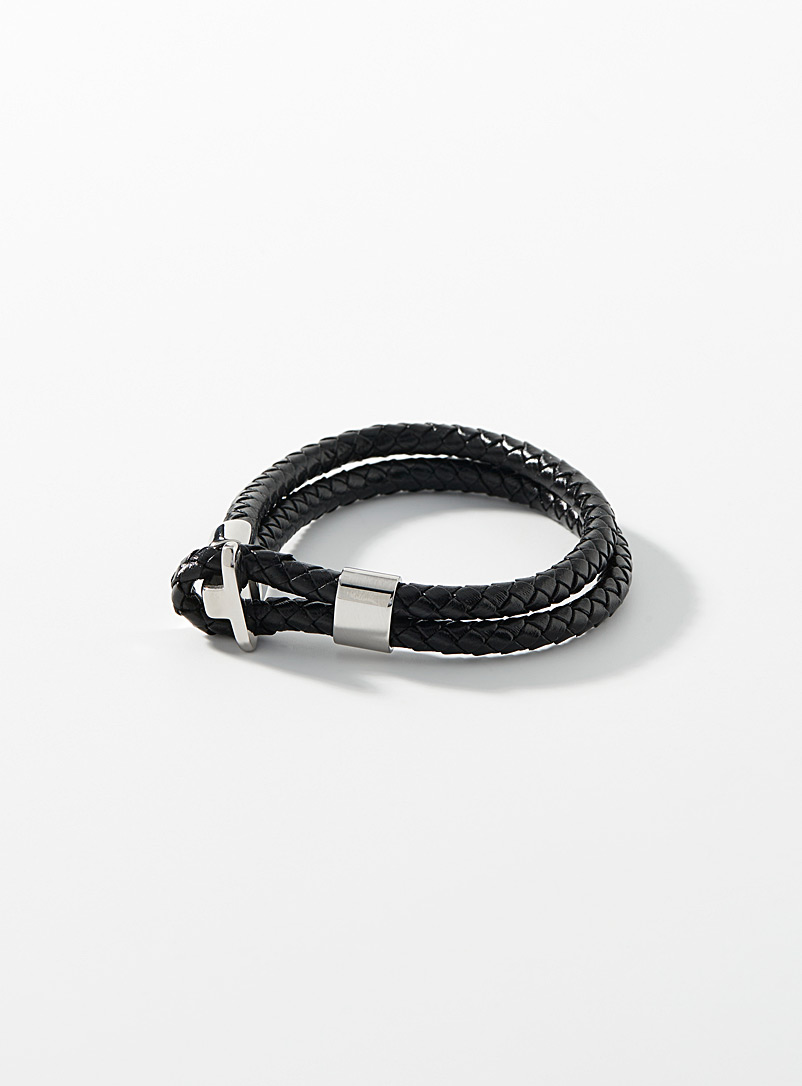 Le 31 Black Crochet braided bracelet for men