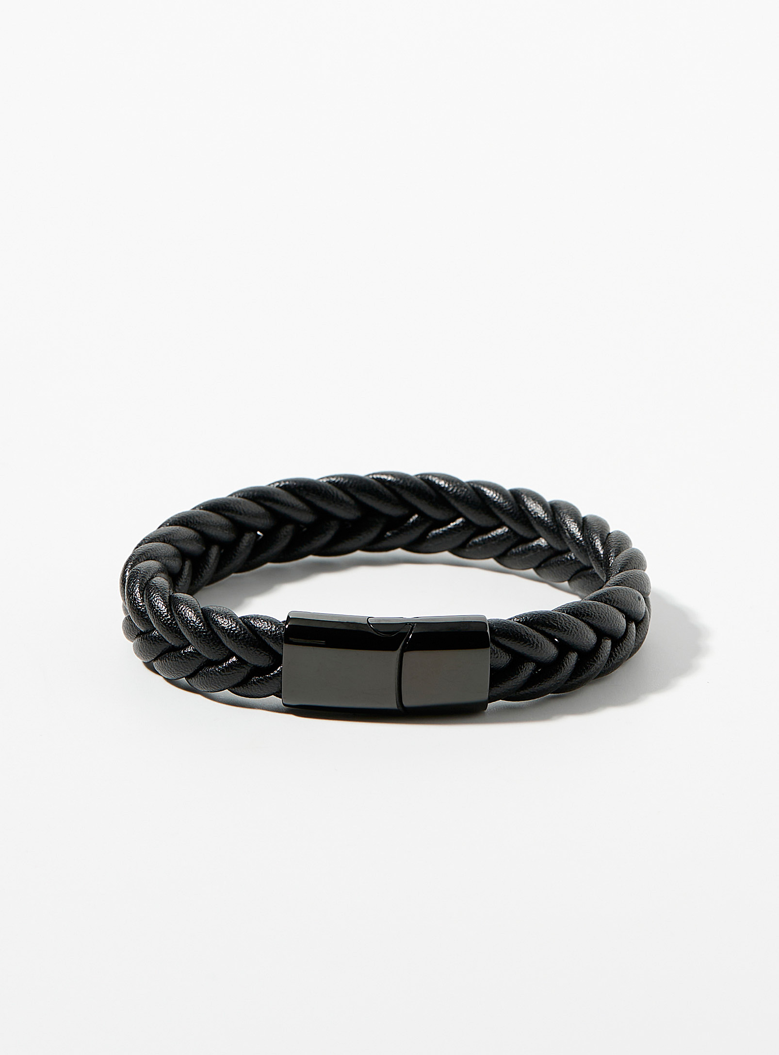 Le 31 Thick Braided Leather Bracelet In Black