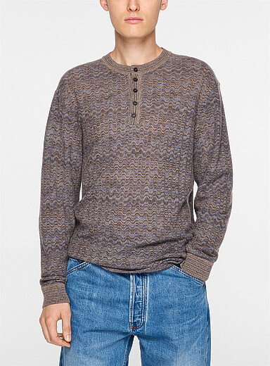 Missoni: Le chandail henley motif crant&eacute; Taupe pour homme