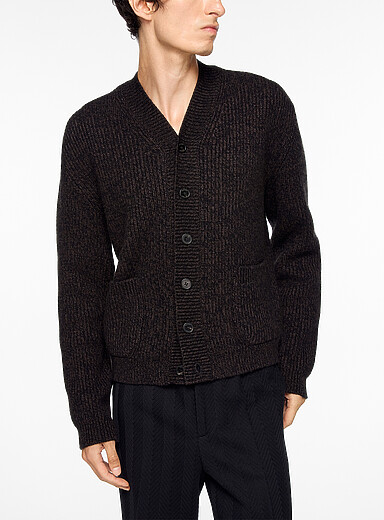 Missoni Brown Rib-knit cardigan for men
