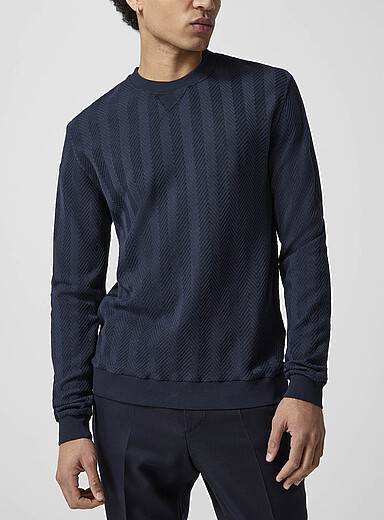 Zigzag cotton knit sweatshirt