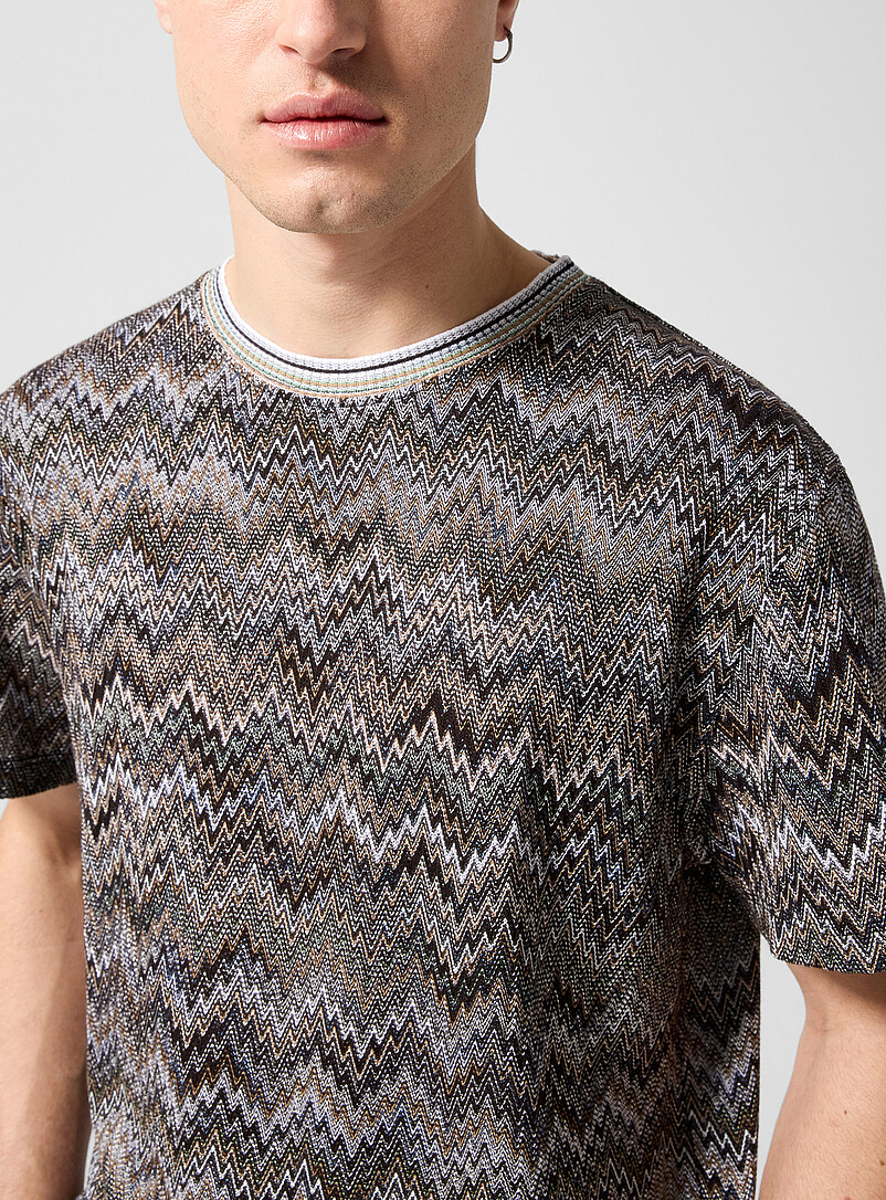 Missoni: Le t-shirt tricot zigzag Brun pour homme