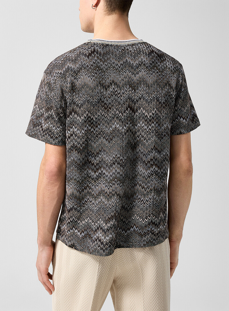 Missoni Brown Zigzag knit T-shirt for men