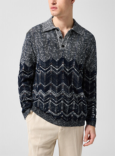 Le polo tricot zigzag ajour&eacute;