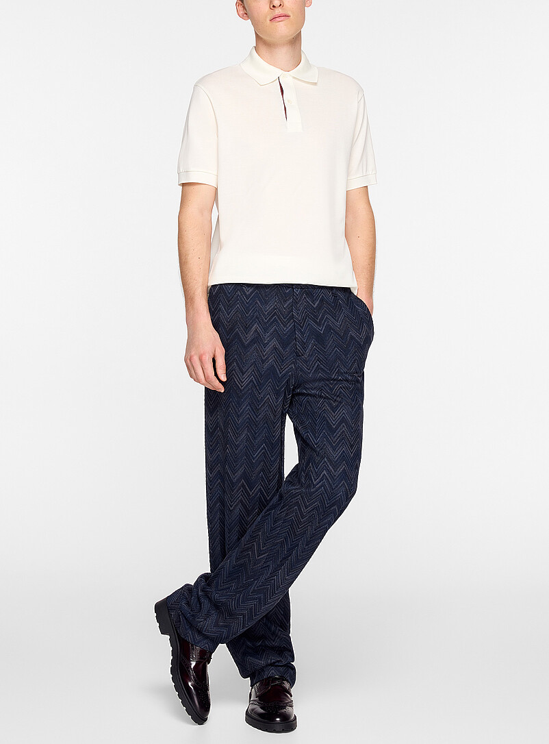 Blue textured zigzag pattern pant product image (primary)