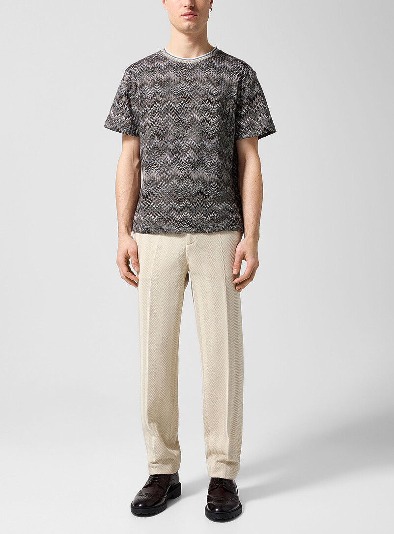 Tone-On-Tone Textured Zigzag Pattern Pant