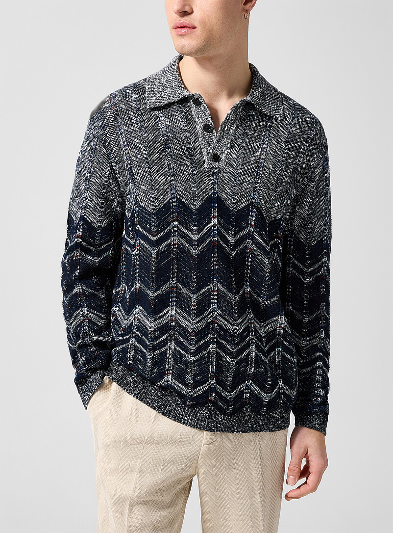 Openwork Zigzag Knit Polo