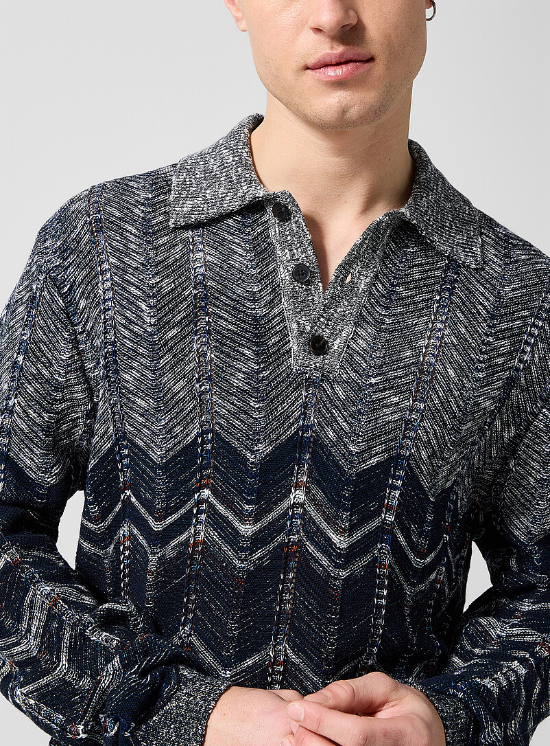 Openwork zigzag knit polo product image 2