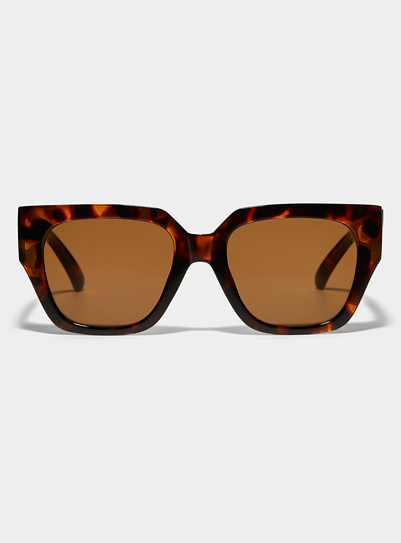 Simons Light Brown Chain-like temple sunglasses for women