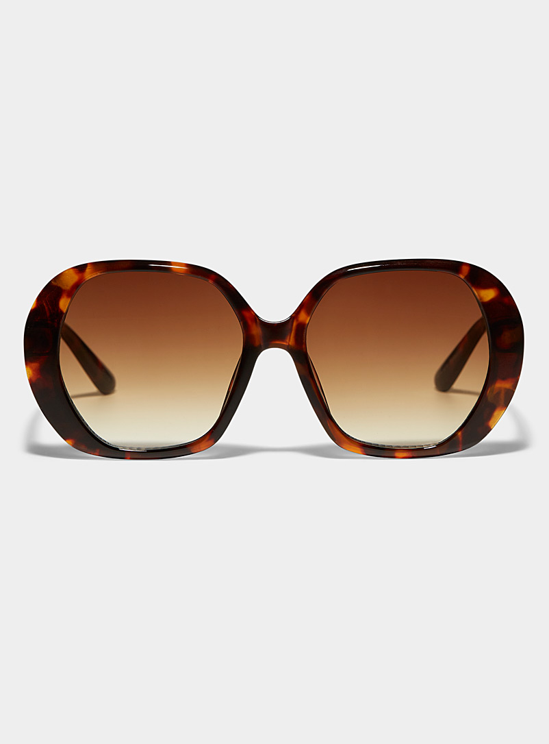 Simons Light Brown Square bug-eye sunglasses for women