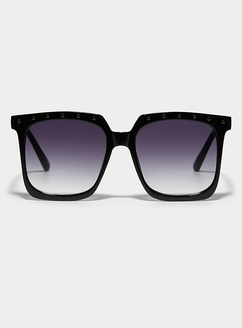 Simons: Les lunettes de soleil carrées cloutées Noir pour femme