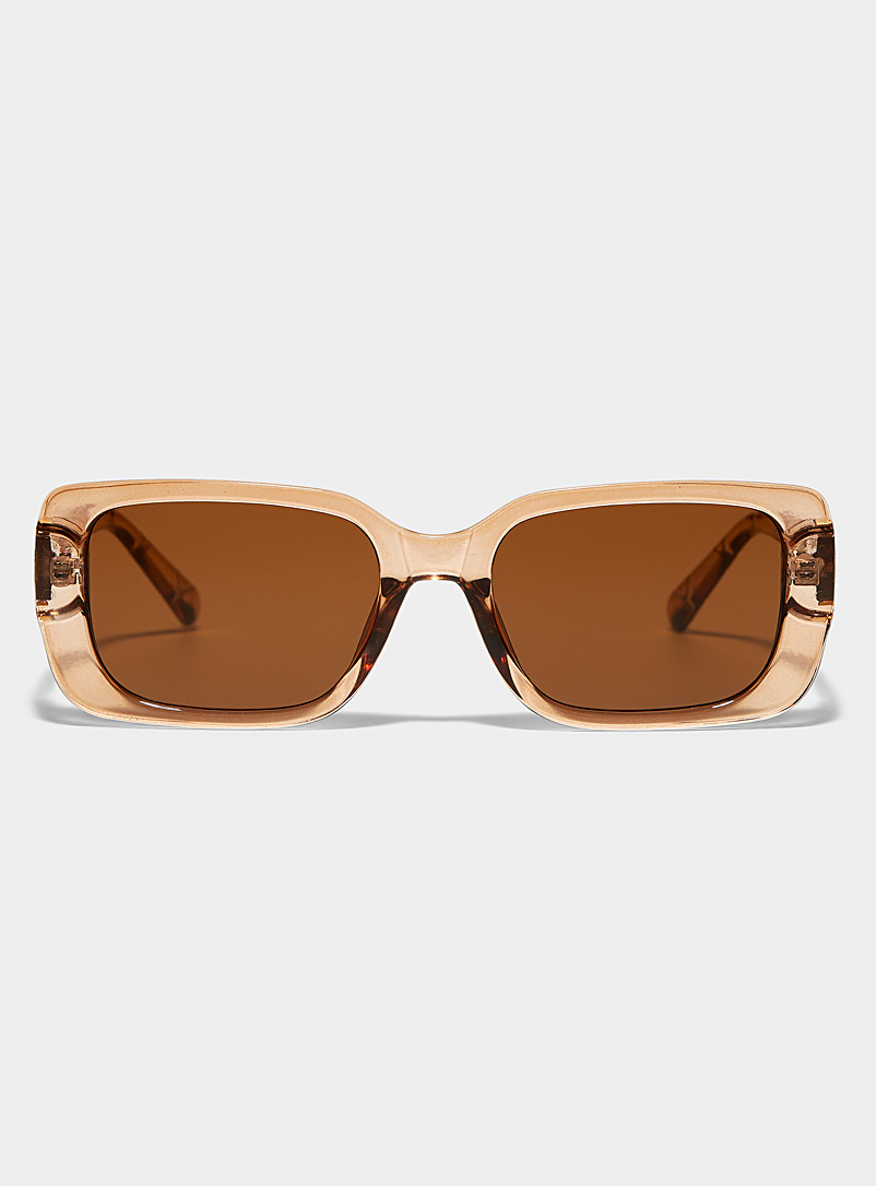 Simons Brown Gold-accent rectangular sunglasses for women
