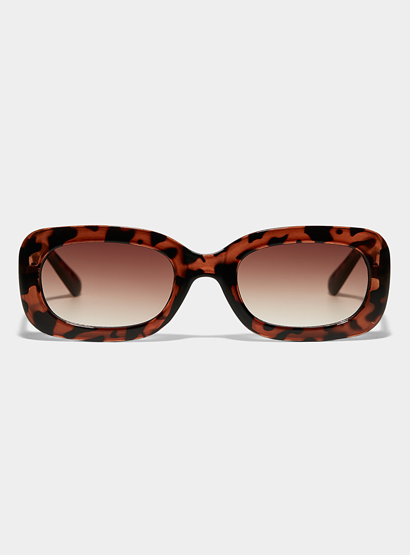 Simons Light Brown Rounded rectangular sunglasses for women