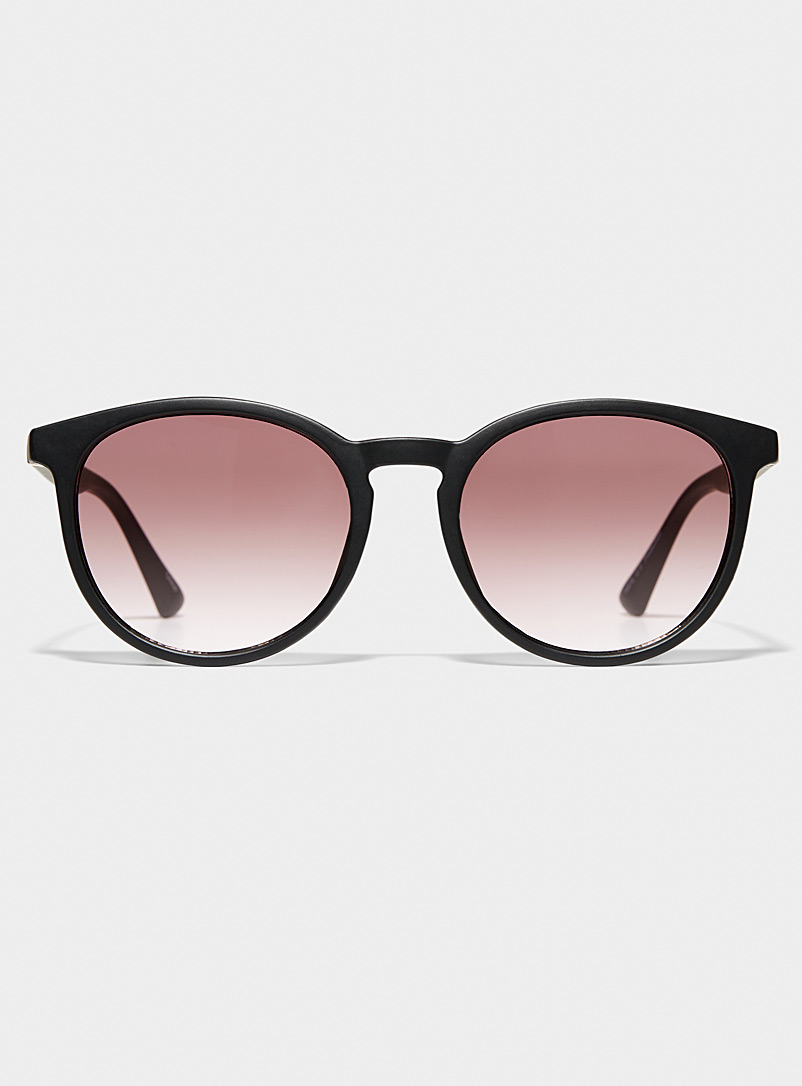 Simons: Les lunettes de soleil rondes matifiées Noir pour femme