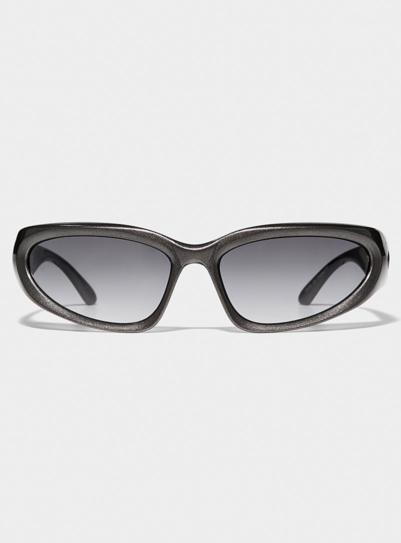 Simons Grey Metallic sports sunglasses for women