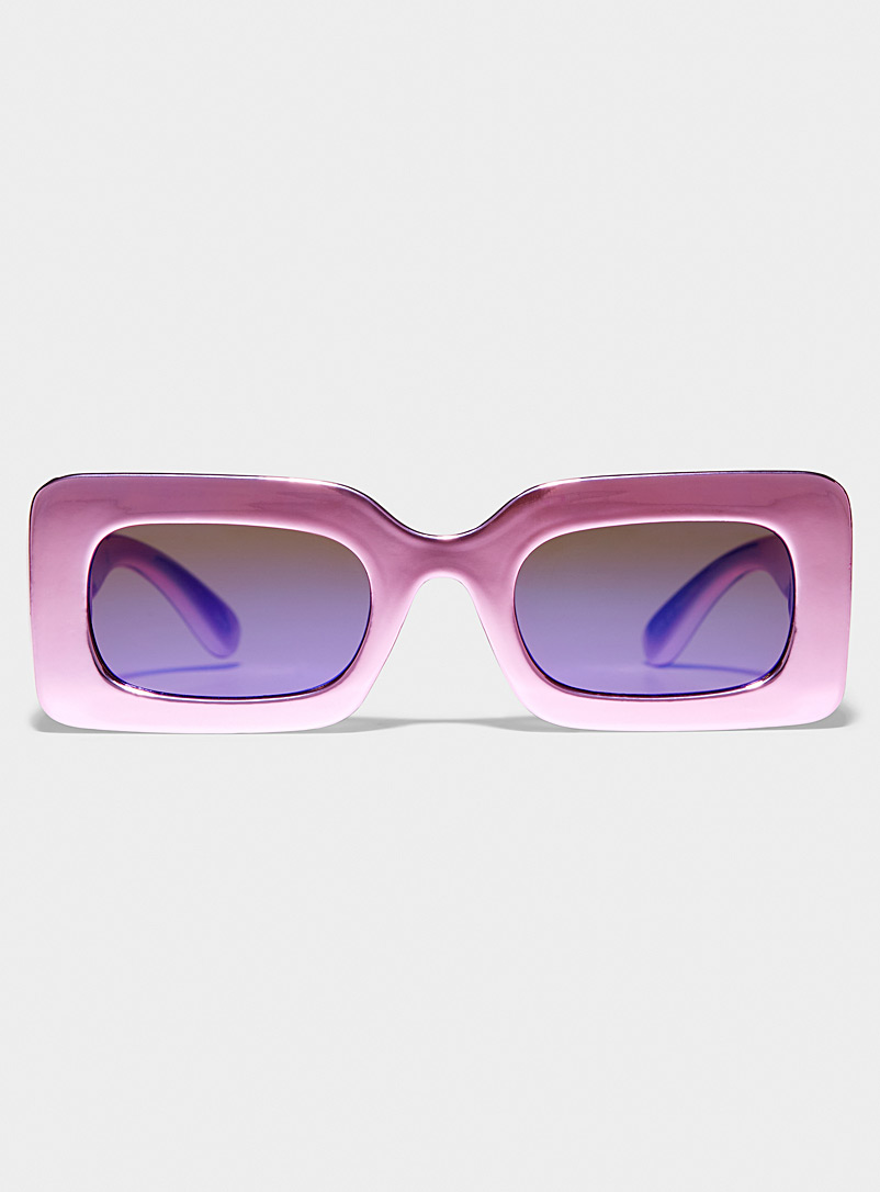 Simons Pink Metallic-pink rectangular sunglasses for women