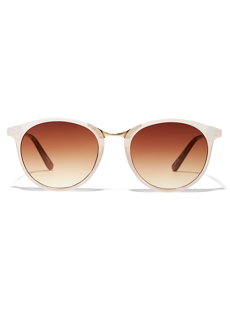 Simons Pink Golden accent round sunglasses for women