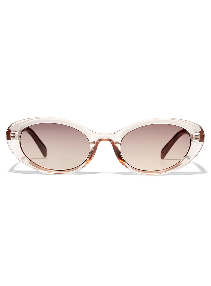 Simons Cream Beige Retro oval sunglasses for women