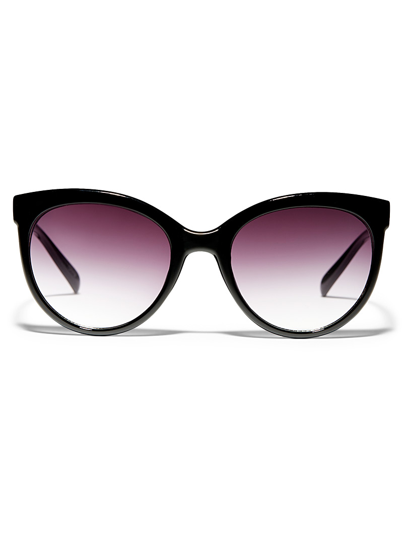 Simons Black Contrast arms round sunglasses for women