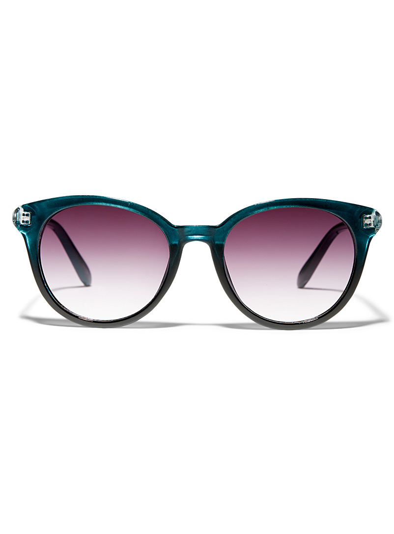 Simons: Les lunettes rondes ombrées Sarcelle-turquoise-aqua pour femme