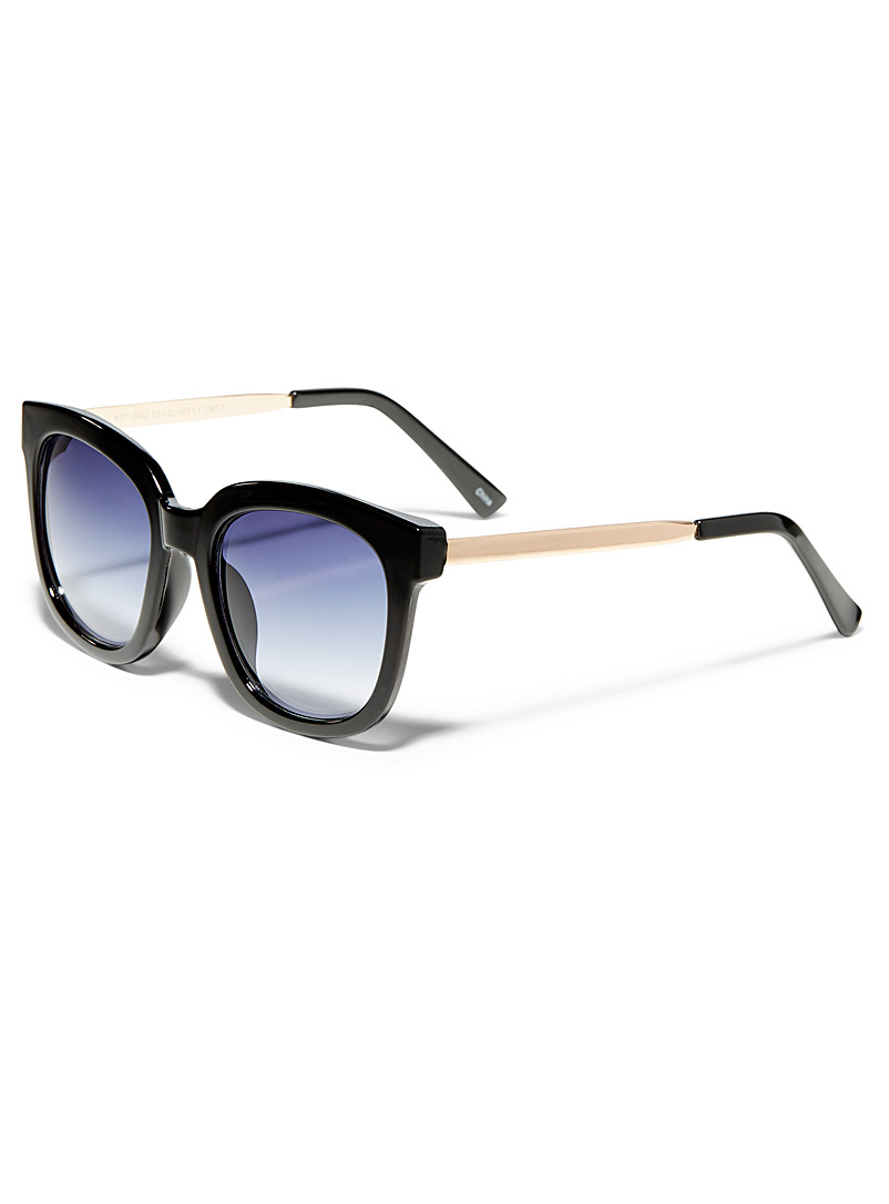 Simons Black Metallic accent square sunglasses for women