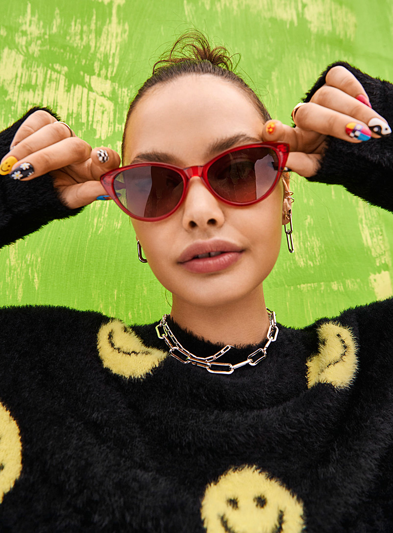 Simons Red Retro cat-eye sunglasses for women