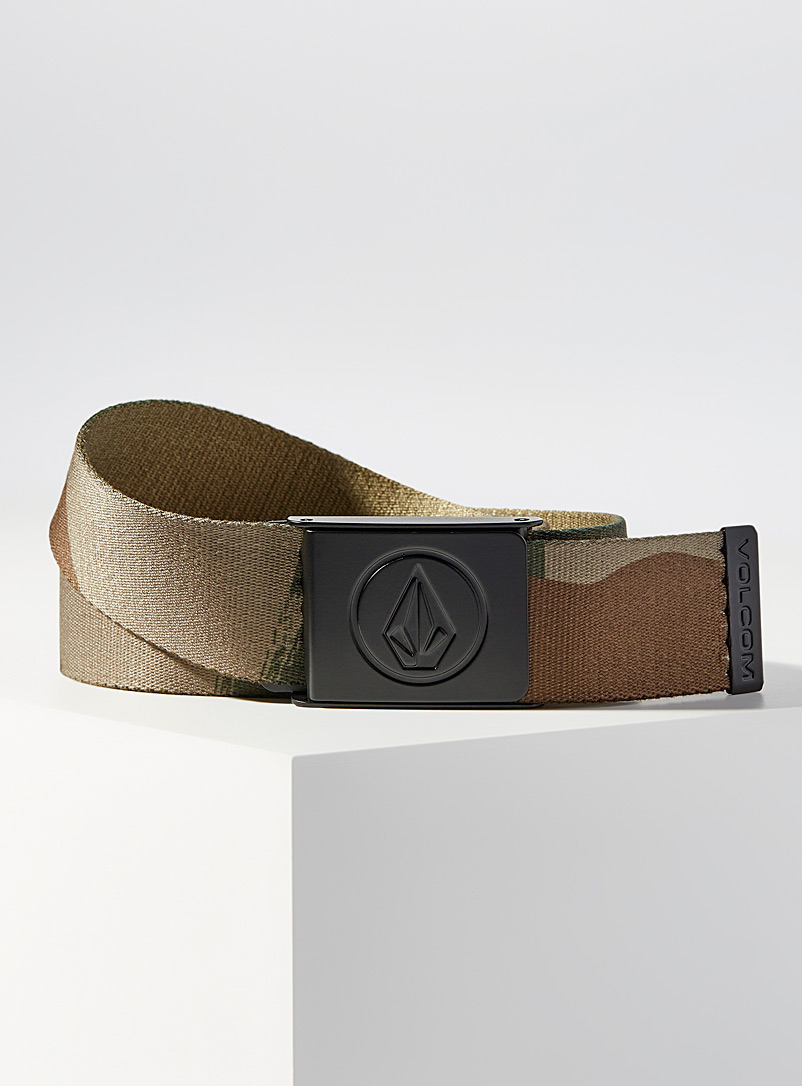 Volcom: La ceinture tissée boucle logo Vert foncé-mousse-olive pour homme