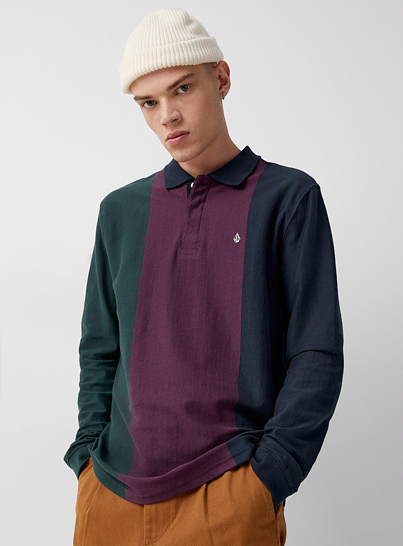 Volcom: Le polo larges rayures rugby Sumpter Marine pour homme