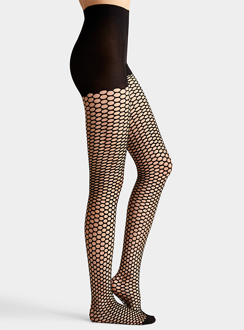 Emilio Cavallini Black Oversized-fishnet tights for women