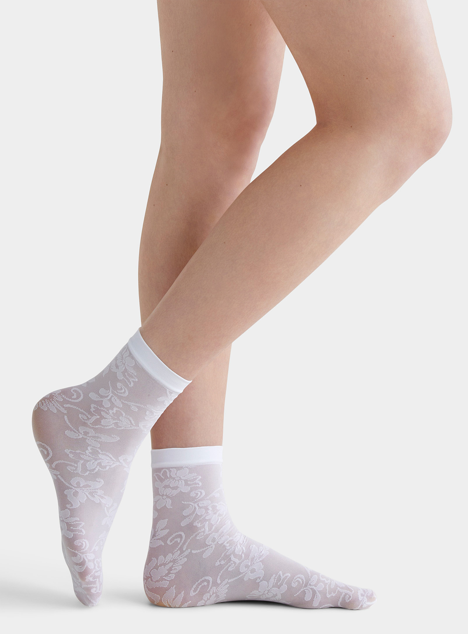 Emilio Cavallini - Women's White bougainvillea sheer ankle socks