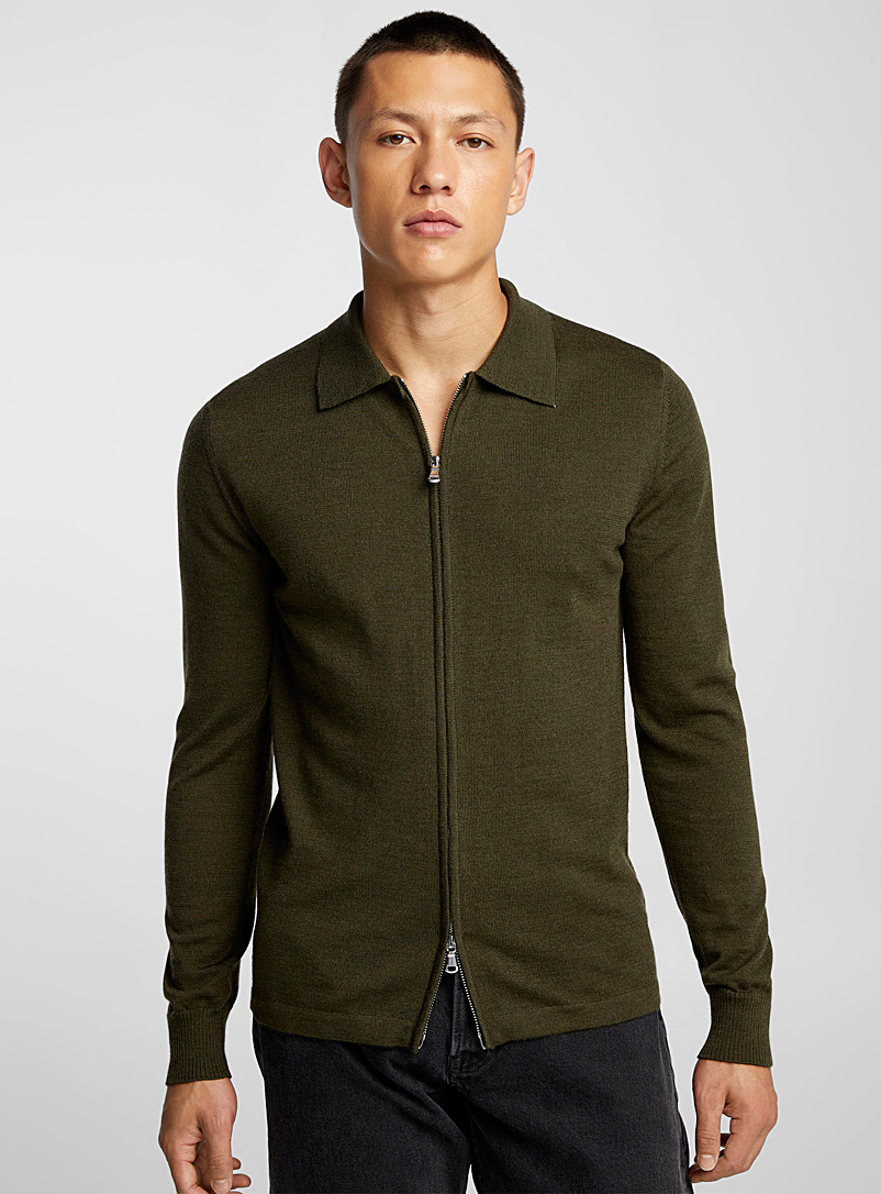 J.Lindeberg Mossy Green Nyle zippered cardigan for men