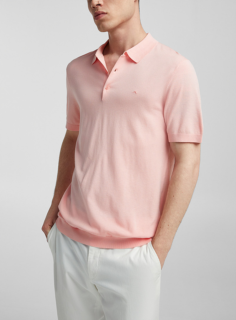 J.Lindeberg Pink Ridge silky knit polo shirt for men