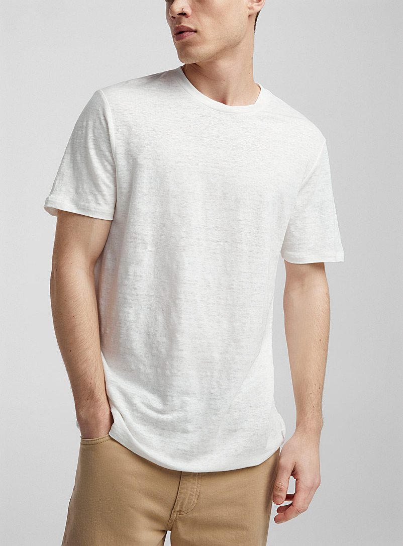 J.Lindeberg: Le t-shirt Coma lin chiné Blanc pour homme
