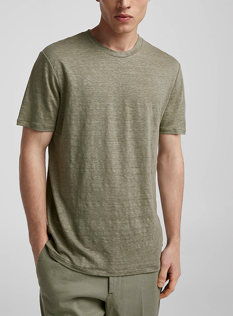 J.Lindeberg: Le t-shirt Coma lin chiné Vert pour homme