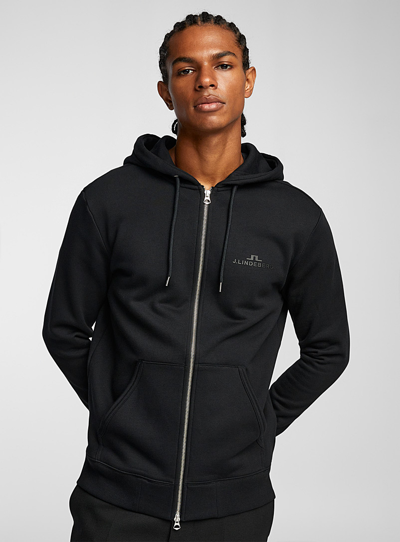 J.Lindeberg Black Alpha zippered hoodie for men