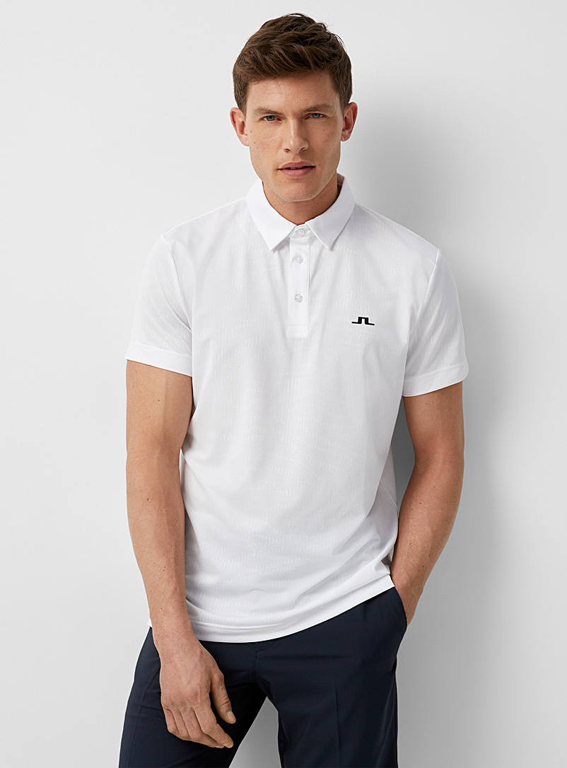 J. Lindeberg Patterned White Spiral micro-perforated jacquard polo for error