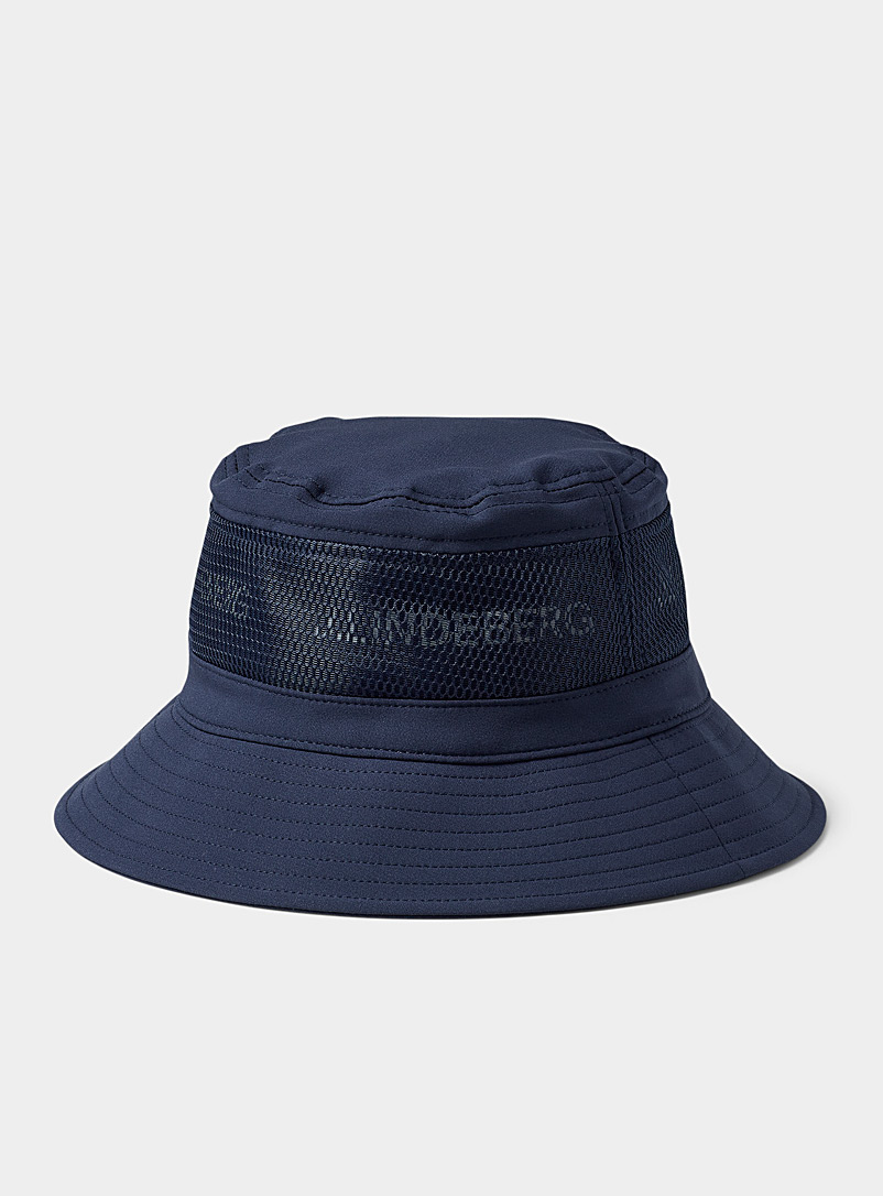 J. Lindeberg Marine Blue Mesh accent signature bucket hat for error