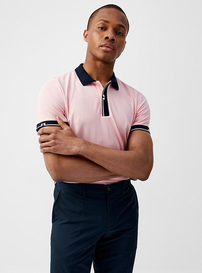J.Lindeberg Light pink Bay Slim accent-collar piqué golf polo for error