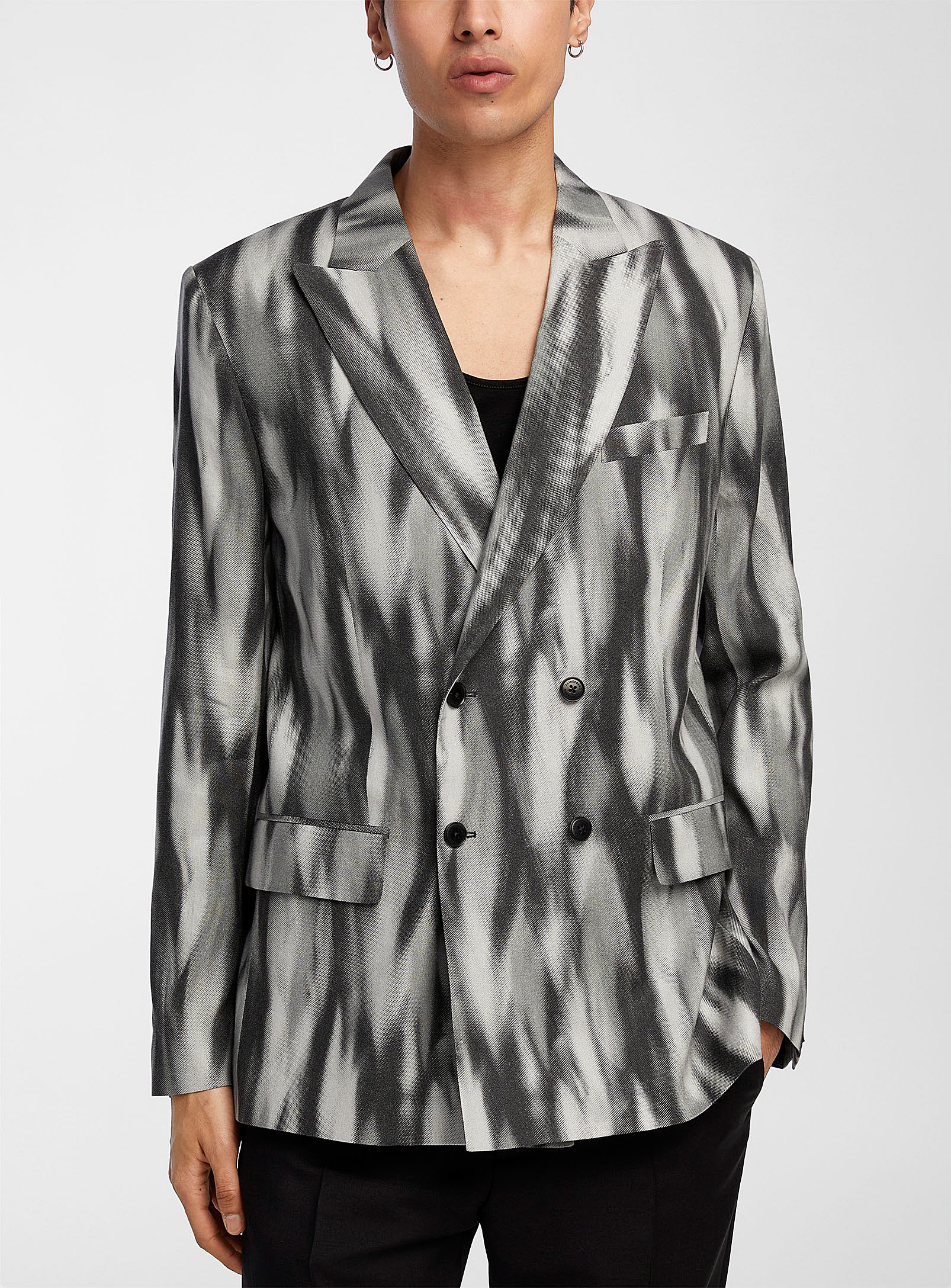 J.Lindeberg - Men's Dorian blurred pattern double-breasted jacket