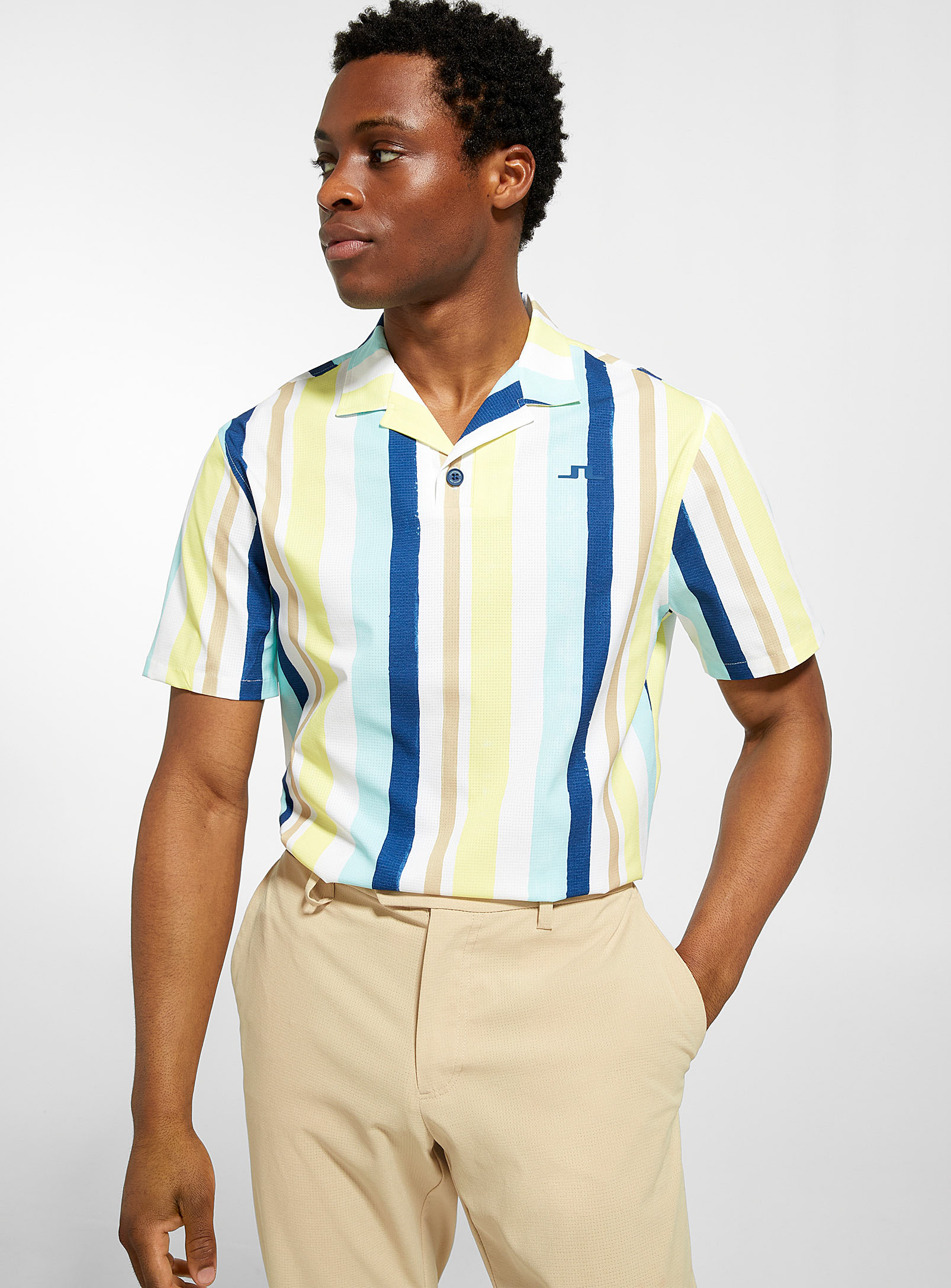 J.Lindeberg - Parasol stripe shirt-collar Polo Shirt
